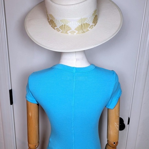 Enza Costa Ribbed Blue Shirt Size Small - Picture 9 of 11